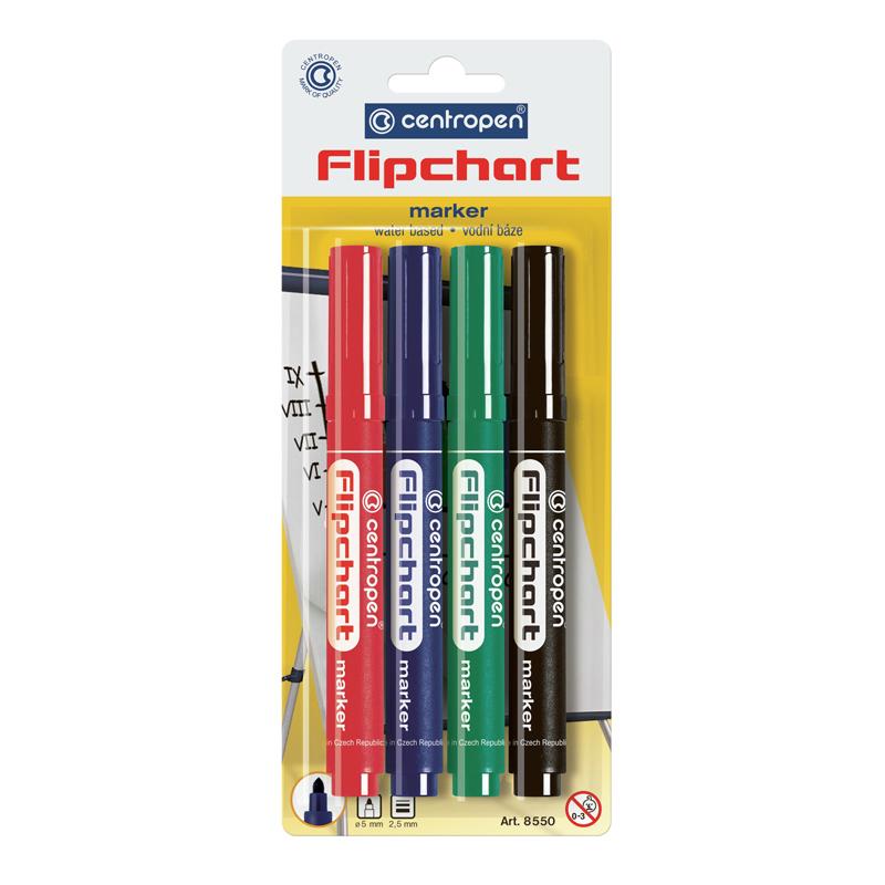 Маркер CENTROPEN Flipchart 8550/04, набір 4 шт. (блістер)